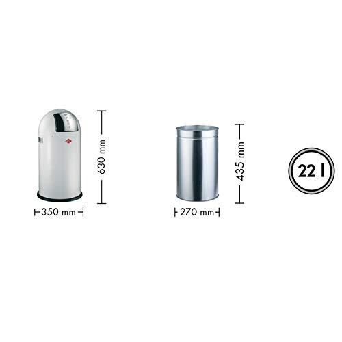 Wesco Pushboy Junior - German Made - Push Door Trash Can, Powder Coated Steel, 5.8 Gallon / 21 L , Almond