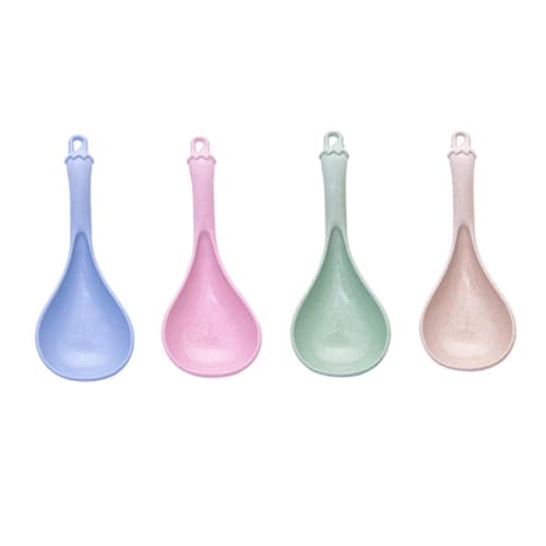Cabilock 4Pcs Long Handle Rice Spoon Ergonomic Kitchen Utensils for Soup Porridge and More and Comfortable Design