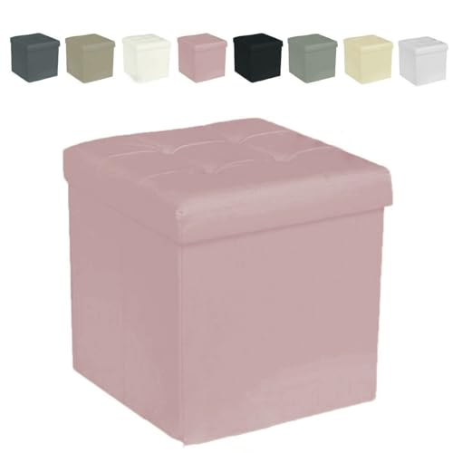 GARGIX PUFF POUF CONTENITORE QUADRATO ECOPELLE PANCA BAULE TRAPUNTATO (SSEL-ROSA)