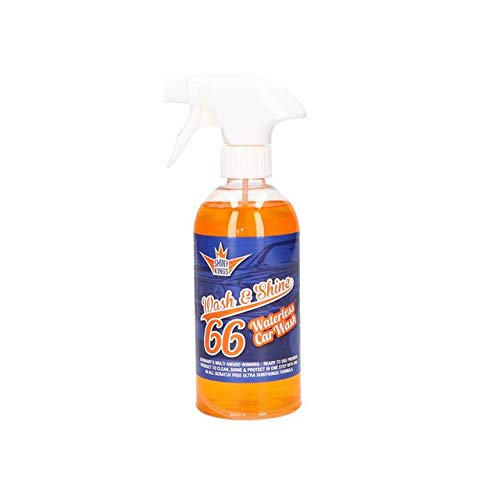 Shinykings Wash&Shine 66 WATERLESS Car Wash | Ultra Car Shine Effect | Powerful Car Soap for All Surfaces | Scratch-Free Car Cleaner | 16.9 fl.oz.