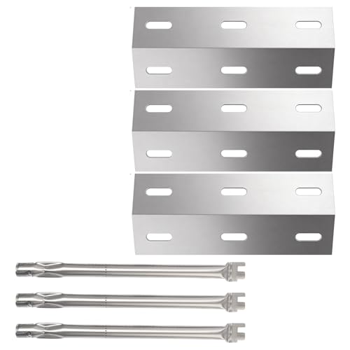 Hisencn Repair Kit for Ducane Gas Barbecue Grill 30400040 3100 3200 3400 Burner Tube Stainless Heat Plate Tent Burner Cover Replacement for Ducane 3 Burner DUCHD1 30500048 30500602 DUCHP1