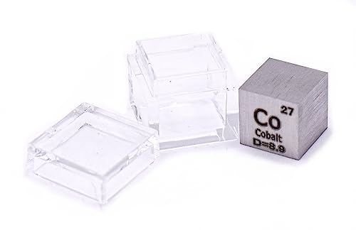 Image of 0.39 inch 10mm Cobalt Metal Cube Co up to 99.9% Pure Periodic Table Element Engraved Density Collection Science Education Display Block Cube + Acrylic Case Box - 1PC