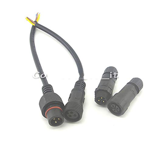 10pcs/lot 3pin Female & Male Plug Waterproof Connector 3x0.75SQMM Led Light Strip Cable + 3 pin Black Waterproof Connector