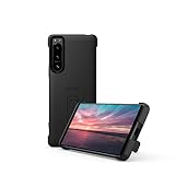Sony Xperia 5 IV (15,5 cm 21:9 HDR OLED-Display, Dreifach-Kamera-System, Dual SIM hybrid, 24 + 12 Monate Herstellergarantie) [Amazon Exklusiv] schwarz + Stilvolles Cover mit Standfuß