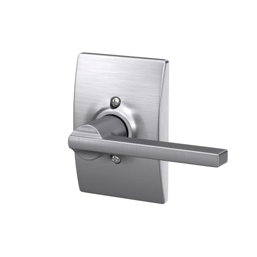 Image of SCHLAGE Latitude Non-Turning Dummy Door Handle, Reversible, Satin Chrome | Non-turning dummy lever door handle with no latch or lock, Decorative pull, One sided, Easy to install, Certified durability