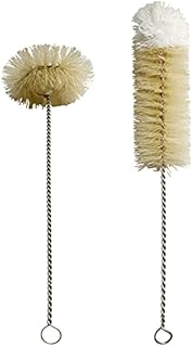 Coralpearl Stainless Steel Soda Bottle Cleaning Brush Set Natural Boar Bristle Wool Tip Long Handle, Flexible Bendable Thick Wire Cleaner for Narrow Neck Water Baby Bottles Straw Pipe Tube Flask (2)