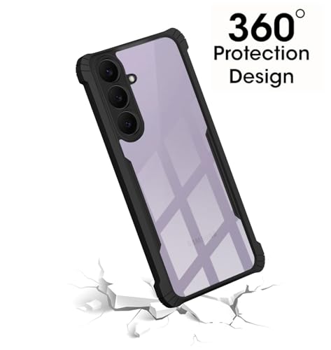 Image of Polycarbonate Crystal Clear Back Cover Case for Samsung Galaxy A37 5G | 360 Degree Protection | Shock Proof Design | Transparent Back Cover for Samsung Galaxy A37 5G - Black Bumper