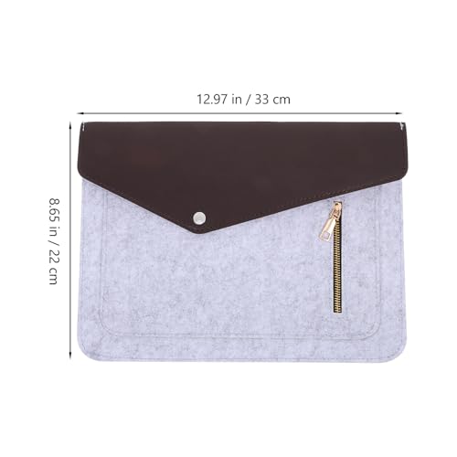 Funda para laptop de fieltro gris de 11 pulgadas con bolsillo con cremallera miniatura 2