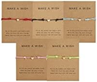 Simple Adjustable Braided Heart Shaped Bracelet With Wish Cards Star Wrap Wristband Bangle For Women Girls Friendship Jewelry 5Pcs/Pack-heart