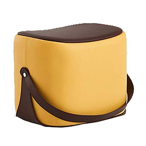 Banc repose-pieds jaune en cuir de style nordique pour salon et entrée