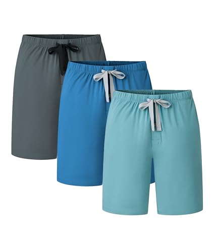 Image of CF Mens Pajama Shorts Bamboo Rayon & Cotton Sleep Shorts Lightweight Pants | Mens sleep shorts,Lightweight lounge pants,Bamboo rayon & cotton pajama shorts men,Soft pj bottoms with pockets 2 or 3 Pack