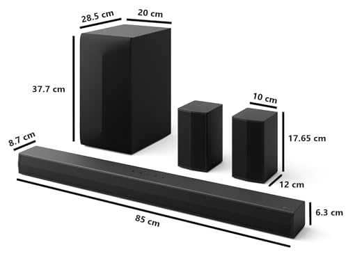 Image of LG S65TR 600W 5.1 Channel Dolby Digital, Wireless Subwoofer & Rear Speaker with Built-in Receiver, AI Sound Pro Home Theater Soundbar with HDMI, USB & Bluetooth Connectivity (Black)
