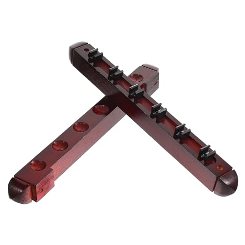 Porte-queue de billard mural robuste structure en bois solide 6 emplacements couleur rouge