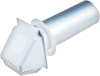 Deflecto Dryer Vent Hood, Wide Mouth, 4", White RVHAW4