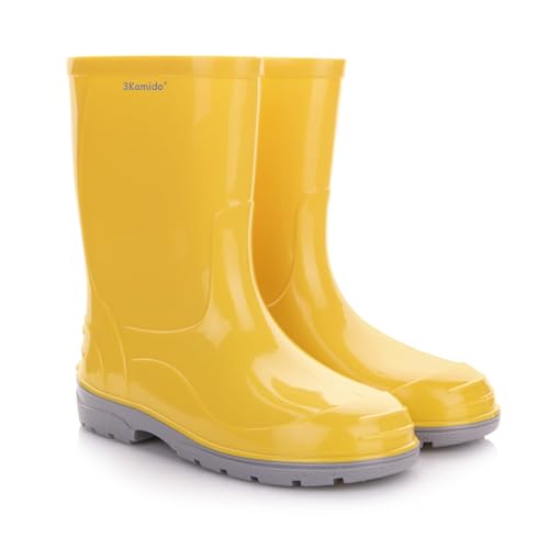 3Kamido GoClassic Gummistiefel - schöner eleganter klassischer Kindergummistiefel aus PVC wasserdicht mit 3M Reflektor mit warmer herausnehmbarer Filz-Innensohle und rutschfester Sohle