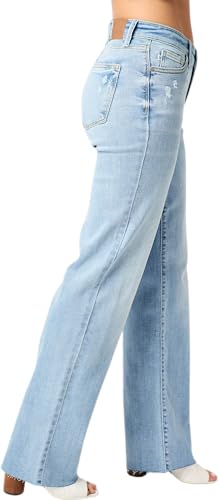 Judy Blue Women's High-Rise V Front Waistband Straight Jeans 82483 (Light Blue, 20 Plus)3
