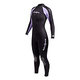 NeoSport Wetsuits Women's Premium Neoprene 7/5mm Full Suit, Lavender Trim, 4 - Diving, Snorkeling & Wakeboarding