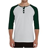 Mens Baseball Shirts 3/4 Sleeve Henley Shirt Button Collared Casual Crewneck Colorblock Athletic Jersey Fashion Raglan Tops Work Fitted Tshirts Pullover Vintage Classic 01#,Army Green,X-Large