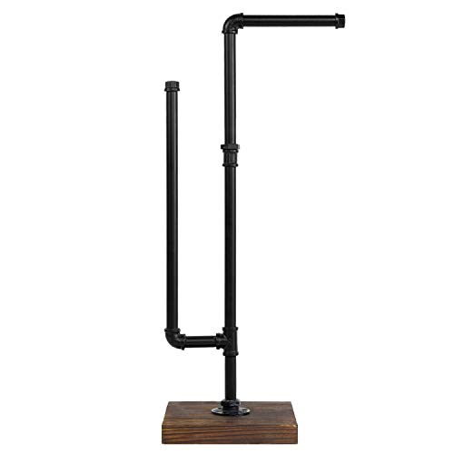 Mygift BATH0259BLK Industrial Metal Pipe & Burnt Wood With Single Toilet Paper Holder thumb #5