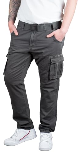 Indicode Rocky Herren Cargohose mit Gürtel Cargo Hose Freizeithose...