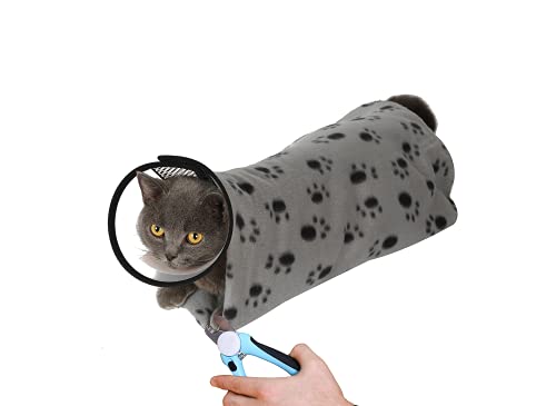 EMMETT Cat Nail Trimmers for Cats/Dogs, Nail Cutting Harness, Grooming Muzzle for Cats/Dogs, Cone for Boys/Girls Cats/Dogs (Neck:9.0-10.6 in)