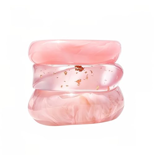 ÌF ME Acrylic Bangles Bohemian Bracelets for Women, Maillard Vintage Acrylic Resin Chunky Bangles Bracelets Fashions Thick Statement bangle Set