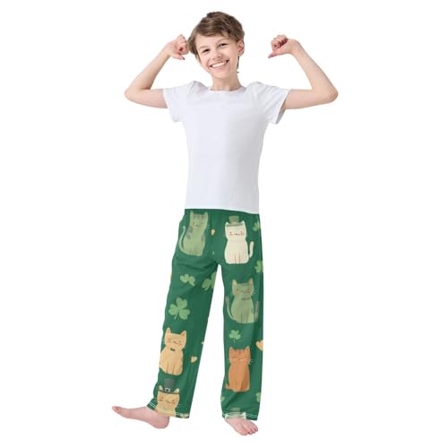 Cat Clovers Boys Long Pants Soft Trousers Elastic Waist Kids Lounge Bottoms with Pockets S-XL3