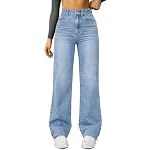 Jeans Damen Jeans High Waist Damen Wide Leg Hose Women Elegant Elegante Mit Taschen