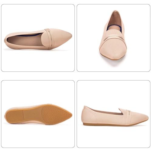 Image of Frank Mully Women's Casual Loafer Flats Slip On Loafer Shoes Comfortable Knit Flat Shoes Classics Pointy Toe Loafer Flats,for Work,Travel