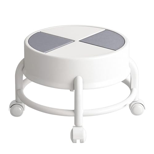 Taburete de asiento bajo con ruedas, taburete de pedicura, silla de ruedas de asiento bajo, taburete pequeño para tareas domésticas, asientos redondos bajos, taburete Minni móvil, silla rodante de