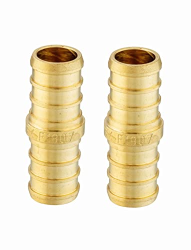 Image of EFIELD Barb Crimp Pex 1 Inch x 1 Inch Coupling Brass Fitting For Pex Tubing Connection-2 Pieces,(PEX1807008)