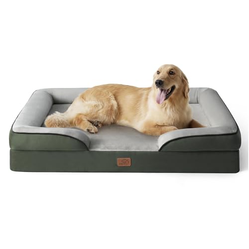 Image of Bedsure XL Plus Orthopedic Dog Bed for Extra Large Dogs - Waterproof XLarge Dog Cat Bed, Comfort Dogs Couch Sofa with Washable Removable Cover, Pet Bed with Nonskid Bottom, Boreal Canopy Green, 48 inch