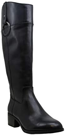 Alfani Womens Black Round Toe Stacked Heel Zip-Up Leather Riding Boot 5.5 | Image 1