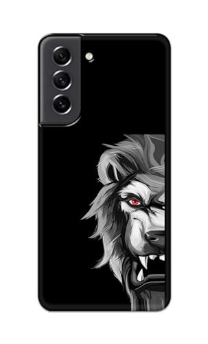 Image of Plastic Printfidaa Printed Hard Back Cover Case For Samsung Galaxy S21 Fe 5G Back Cover (Angry Lion) -112,Black