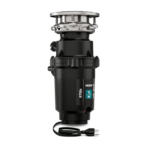 Image of Moen Prep Series Disposer 1 /2 Horsepower Continuous Feed Garbage Disposal featuring Fast Track Technology, Power Cord Included, GT50C