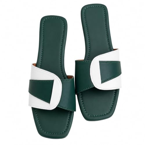 Image of Women's Square Toe Buckle Strap Flat Slides