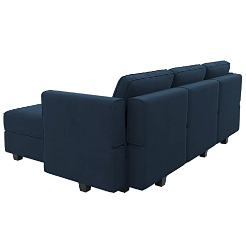 Belffin Convertible Sectional Sofa With Chaise Velvet L Shaped Sofa Couch Modular Sectional Sofa With Storage Blue #TOP7