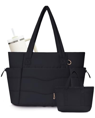 Wandering Nature Expandable Tote Bag for Women with 40oz Cup Holder