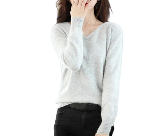 Women's V-Neck Pullovers Sweater Long Sleeve Solid Basic Casual Sweater