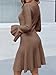 Saodimallsu Womens Long Bell Sleeve Mini Knit Dress Flowy A Line Pleated Bodycon Crew Neck Elegant Short Sweater Dresses Coffee