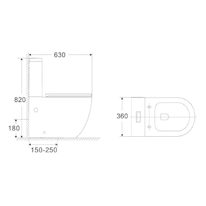 doporro Spülrandlose Stand-WC mit Spülkasten komplett inkl. Softclose Absenkautomatik 36x63x82cm Toilette weiß Stand179T – Bild 8
