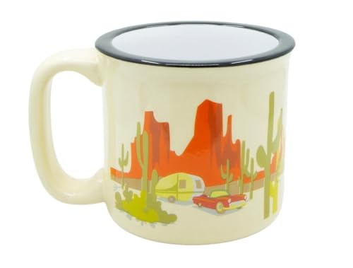 Ceramic Coffee Mug - 15 oz Retro Inspired Camping Mug - for Hot & Cold Drinks - Works as a Tea, Soup, & Coffee Mug - Stylish, Versatile, & Microwaveable Camping Coffee Mugs by Camp Casual