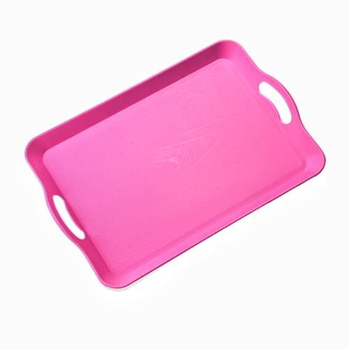 ランチョン トレー プラスチック製 トレー お盆 トレイ おしゃれ 軽量 小物入れ プラスチック 大 中 小 きい 深い 長方形 四角 和風 北欧 洋風 トレイ インテリア すべらない 洗える カフェ ティー カフェ 業務用 家庭用 (M) (ピンク,L(