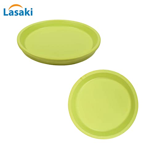 Image of Lasaki Round Ceramic Trays (Plates Saucers) for Pots, planters, Flower, Succulent(Set of 2,Mint,6 inch) R6(Plants not Included)