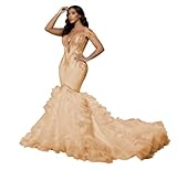 Glitter Mermaid Wedding Dresses Plus Size for Brides Off Shoulder Mermaid Beaded Appliques Bridal Gowns with Long Train Champagne