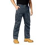 MOKBAY Pantalon Bolsillos Laterales Hombre con Bolsillos Ropa Trabajo Pantalones Caza Tallas Grandes Gris Marca Cargo Pantalon Caza Pantalones Pantalón Cargo Hombre Gris 3XL