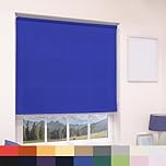 Deluxe Daylight Roller Blinds Light Filtering Premium Fabric Easy Fit Metal Brackets Bedroom Living Room Office Child Safe Trimmable Electric Blue 120cm Width x 160cm Drop