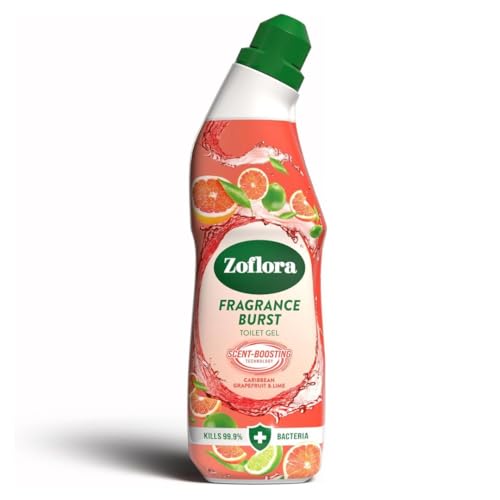 Zoflora Fragrance Burst Toilet Cleaner Gel, Caribbean Grapefruit & Lime, Odour Control with Scent Boosting Technology, Kills 99.9 Percent of Bacteria, 750ml