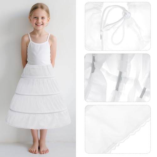 obmwang Girls Petticoat Crinoline 3 Hoop Skirt Petticoats for Girls Underskirt Ball Gown3