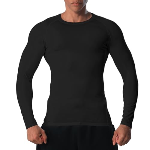 Men's Long Sleeve Compression Shirts Athletic Sport Undershirts Tight Base Layer Tops Rash Guard Workout Running Gym